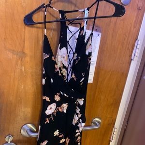 Black floral baby doll dress